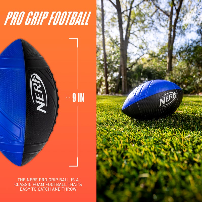 Nerf Kids Foam Football  Pro Grip Youth Soft Foam Ball  Indoor  Outdoor Football for Kids  Small Foam Football  9 Inch Youth Sized Football  Blue  Black - Image 2