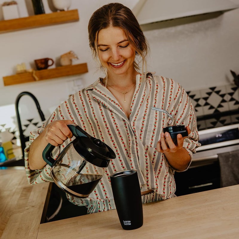 bottle bottle Insulated Stainless Steel Travel Mug, 500ml Capacity, Coffee Cup with Push Button, Lid Keeps Cold and Hot for 12 Hours - Black - Image 5