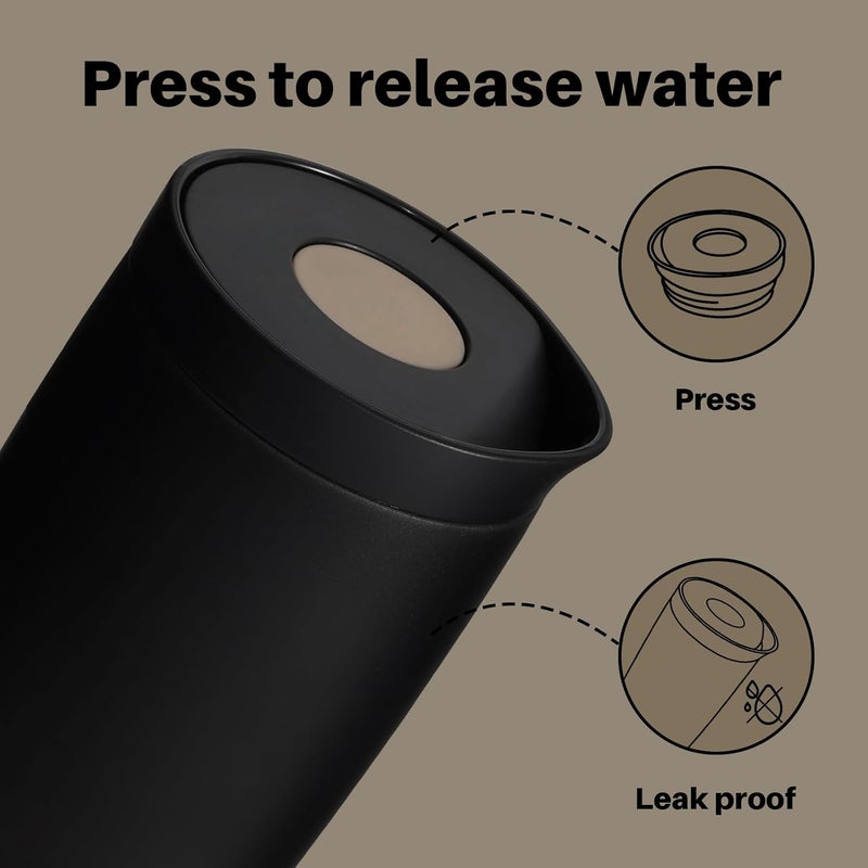 bottle bottle Insulated Stainless Steel Travel Mug, 500ml Capacity, Coffee Cup with Push Button, Lid Keeps Cold and Hot for 12 Hours - Black - Image 3
