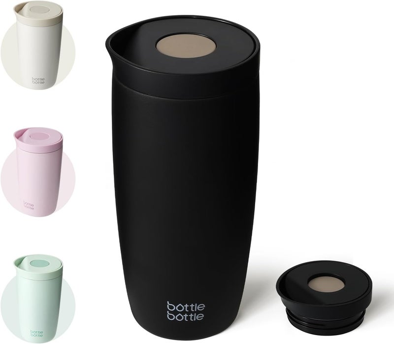 bottle bottle Insulated Stainless Steel Travel Mug, 500ml Capacity, Coffee Cup with Push Button, Lid Keeps Cold and Hot for 12 Hours - Black - Image 1