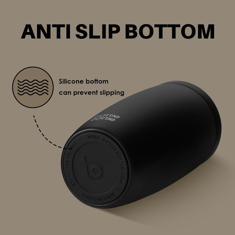 bottle bottle Insulated Stainless Steel Travel Mug, 500ml Capacity, Coffee Cup with Push Button, Lid Keeps Cold and Hot for 12 Hours - Black - Image 4