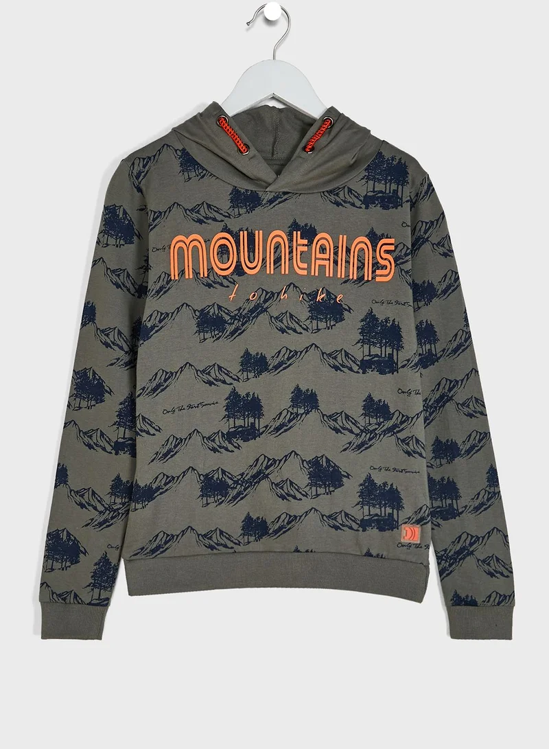 DJDUTCHJEANS Kids Mountain Print Hoodie