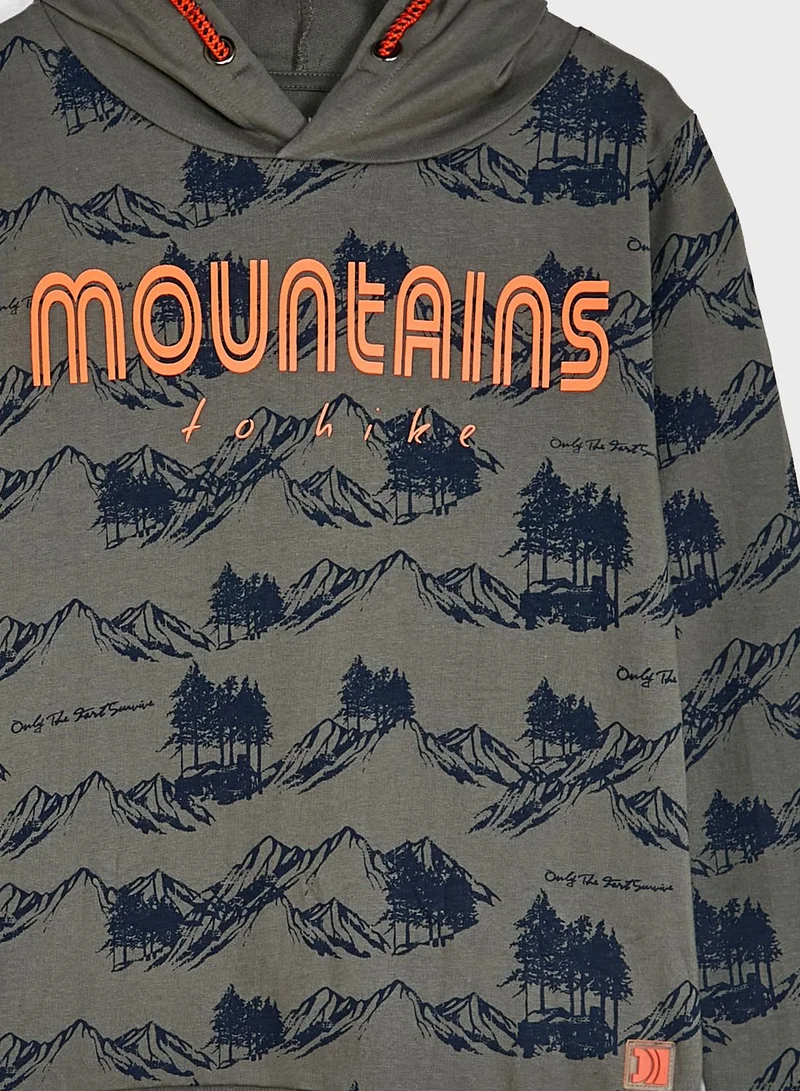 DJDUTCHJEANS Kids Mountain Print Hoodie