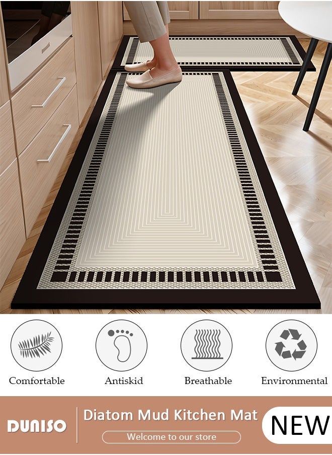 DUNISO - 2 PCS  Kitchen Mats and Rugs Set , Non Slip Heavy Duty Standing Mat, Quick Dry Diatom Mud Floor Mat,  Extra Soft and Absorbent Floor Mats for  Kitchen, Bath, Office, Laundry(40*60cm+40*120cm) - Image 1