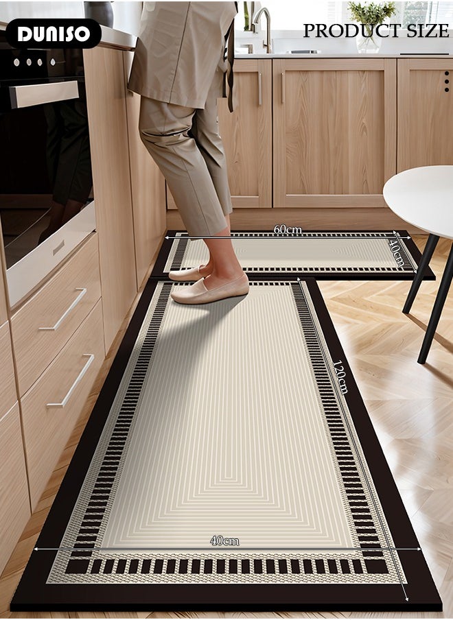 DUNISO - 2 PCS  Kitchen Mats and Rugs Set , Non Slip Heavy Duty Standing Mat, Quick Dry Diatom Mud Floor Mat,  Extra Soft and Absorbent Floor Mats for  Kitchen, Bath, Office, Laundry(40*60cm+40*120cm) - Image 1