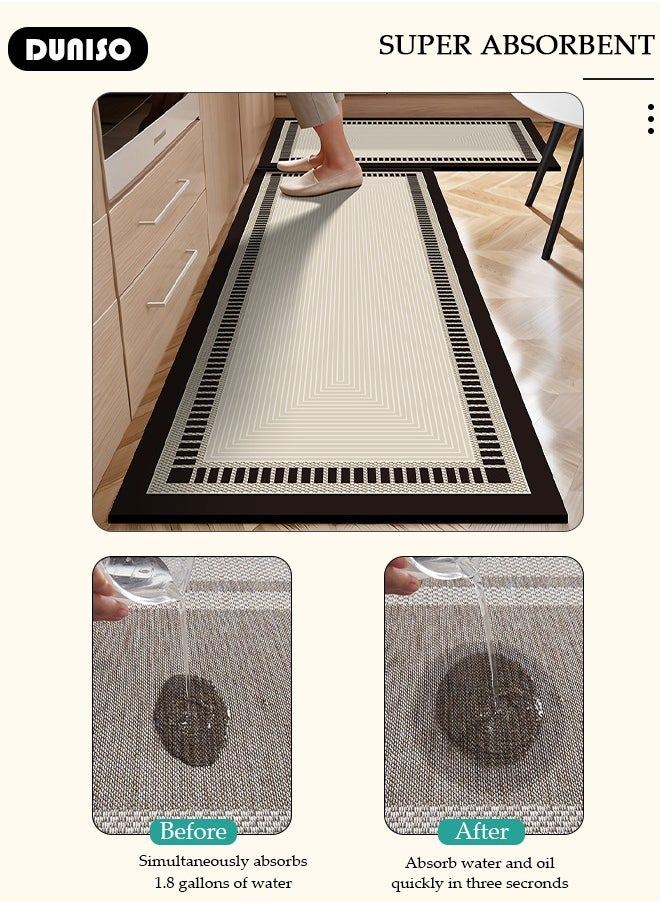 DUNISO - 2 PCS  Kitchen Mats and Rugs Set , Non Slip Heavy Duty Standing Mat, Quick Dry Diatom Mud Floor Mat,  Extra Soft and Absorbent Floor Mats for  Kitchen, Bath, Office, Laundry(40*60cm+40*120cm) - Image 1