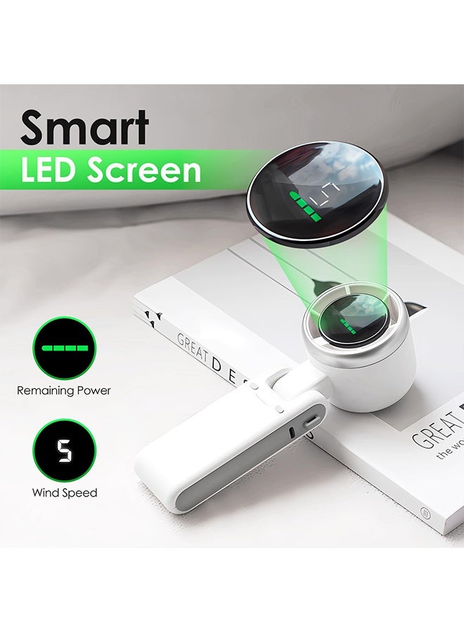 إكس ليفيل مروحة توربينية صغيرة محمولة، مروحة سفر قابلة لإعادة الشحن عبر USB، 5  Fan, Foldable Powerful Winds Turbo Fan, 3600mAh Battery and 12000RPM Speed, USB Rechargeable Personal Fan with 5 Speed, Digital Display For Women Men Travel Camping Outdoor ，Whitسرعات، بطارية 3600 مللي أمبير/ساعة وسرعة 15000 دورة في الدقيقة، تدوم حتى 12 ساعة عمل، مروحة تبريد شخصية قابلة للطي 5 في 1 للسفر/المنزل/المكتب. - Image 5