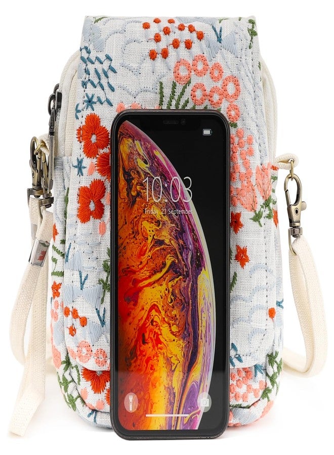 SILKAREA Women Small Crossbody Purse Handbag Embroidered Cell Phone Purse Shoulder Bag Flower Wristlet Wallet - Image 3