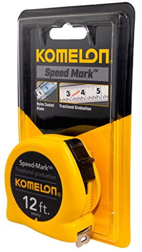 KOMELON متر قياس شريط كوميلون SM3912 بليد فولاذي مطلي بالأكريليك 12 إنش × 5/8 إنش، علبة صفراء - Image 2