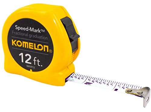 KOMELON متر قياس شريط كوميلون SM3912 بليد فولاذي مطلي بالأكريليك 12 إنش × 5/8 إنش، علبة صفراء - Image 5