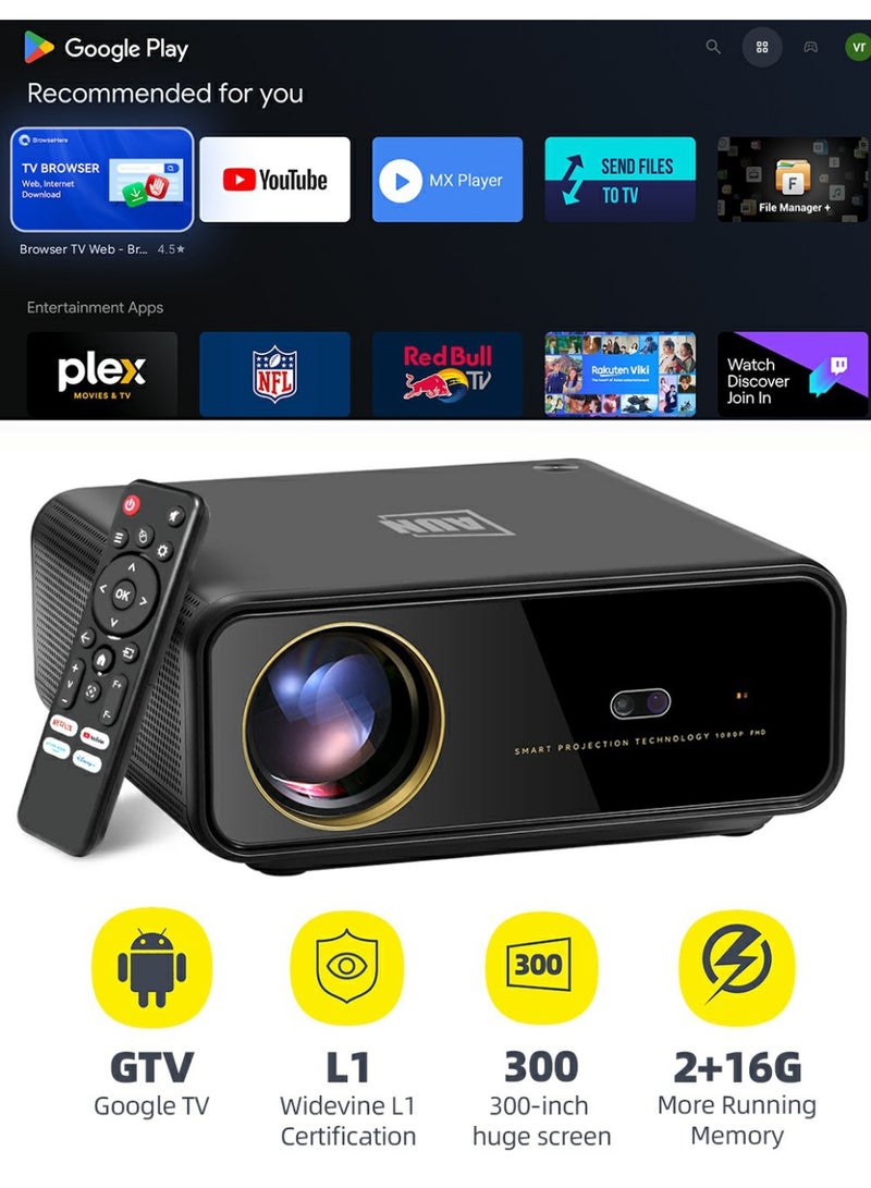 AUN U001 HD Smart Digital Projector Android 1080P 4K Projector for  Home Theater Gaming Business & Education - Image 1