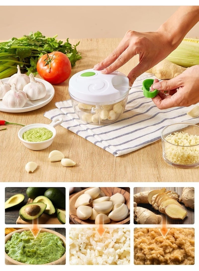 Happy Home Manual Food Chopper 500ML with Pull String, Portable Handheld Vegetable and Garlic Cutter with 3 Sharp Stainless Steel Blades for Onion, Ginger, Fruits, Nuts, Herbs and Meat, Multifunction Food Processor for Salad, Sauce, Smoothie and Kitchen Use - Image 5