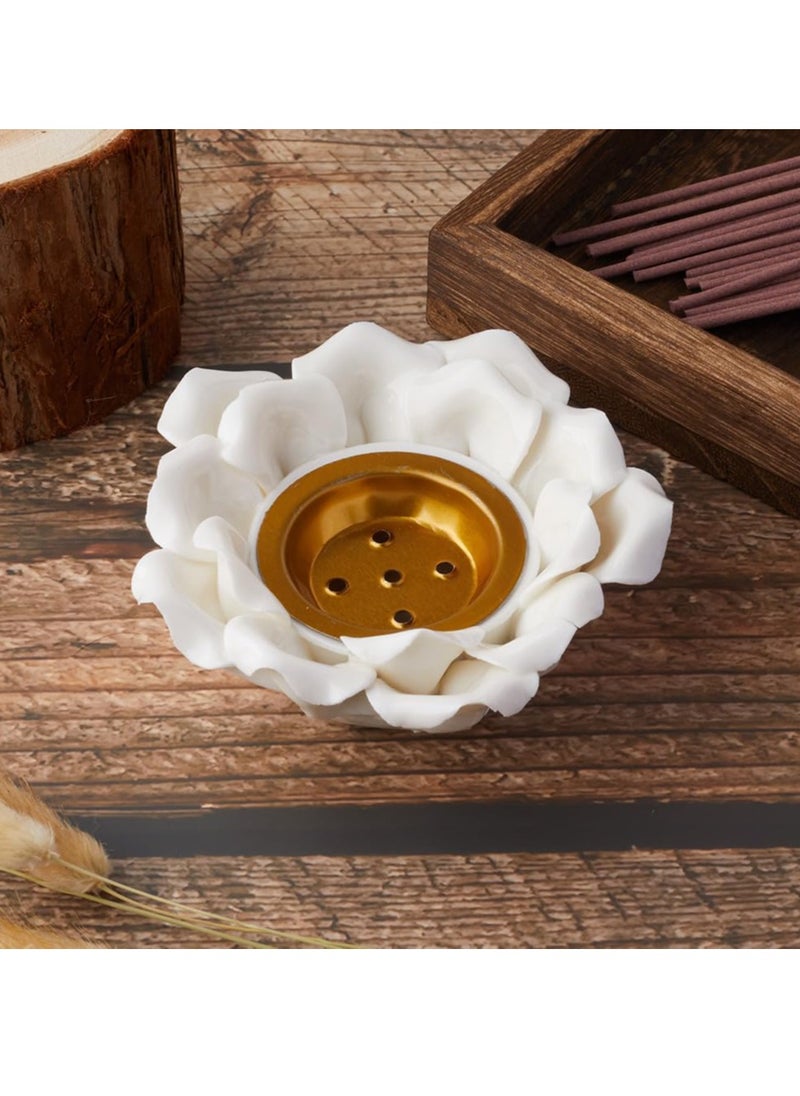 سان هان حامل البخور، حامل أعواد البخور اللوتس الأبيض، حامل شموع مزخرف لديكور المنزل وحفلات الزفاف وعيد رمضان  - Image 3