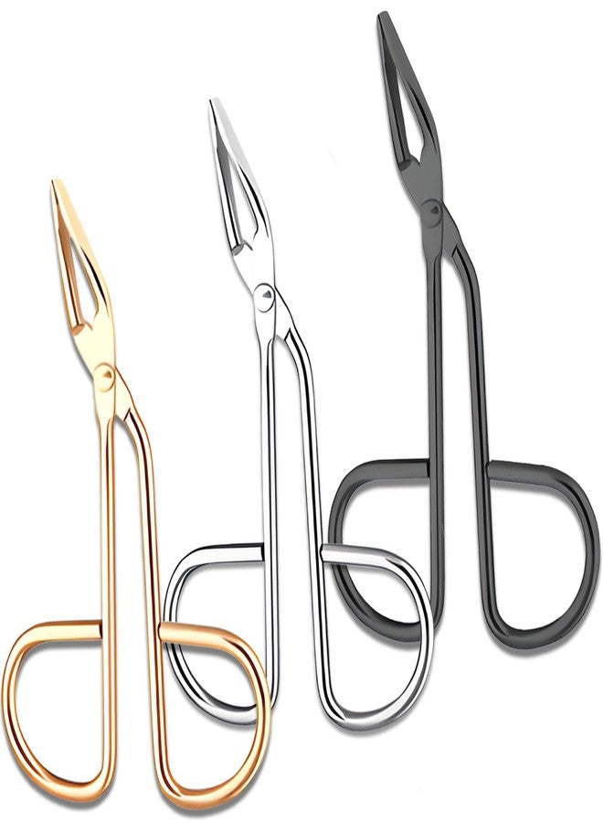 Jaasuee مجموعة ملاقط ثلاثية القطع، بمقبض مقص وطرف مائل، مخصصة لإزالة شعر الوجه. تتضمن ألوان الأسود والفضي والوردي. - Image 1