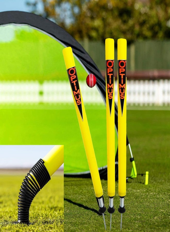 Optimus® Cricket Plastic Target Stump Wicket 3 Pcs-Flexible Steel Spring & Ground Spike - AB - Image 1