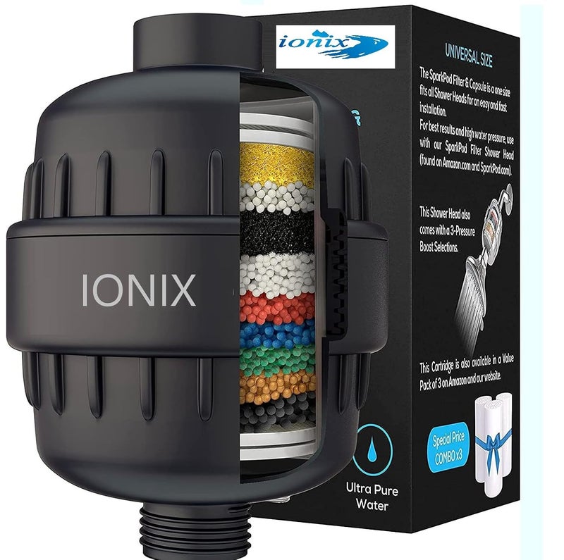 IONIX Tap Filter golden multi layer softner | Water Softener for Bathroom, Shower Filter Tap for Hard Water (Black Pack of 1) - Image 1