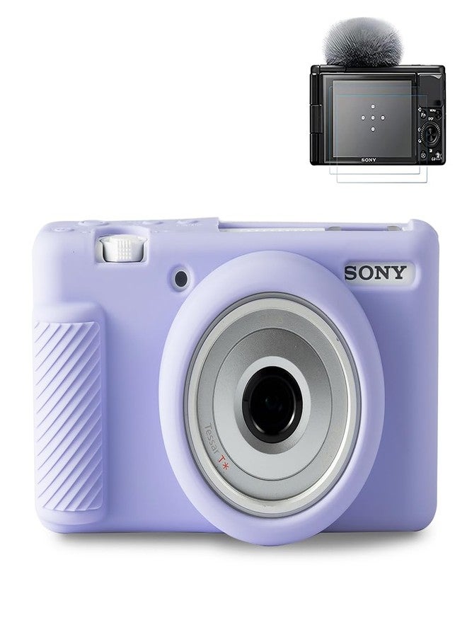 Pocoukate Case for Sony ZV-1F, ZV-1 II/ZV-1M2 Vlog Camera, ZV1F Camera Silicone Cover, Anti-Scratch Slim Fit Soft with ZV1 F Screen Protector- Lilac Colour Skin - Image 1