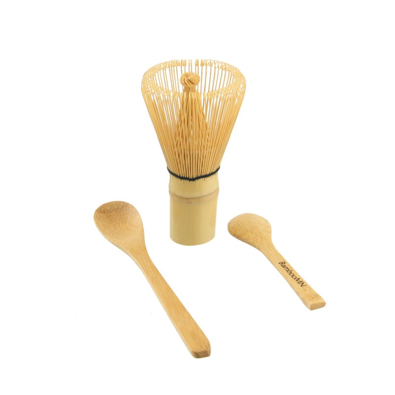 BambooMN Matcha Whisk Set - Chasen (Green Tea Whisk), Small Scoop,Tea Spoon by BambooMN - Image 1