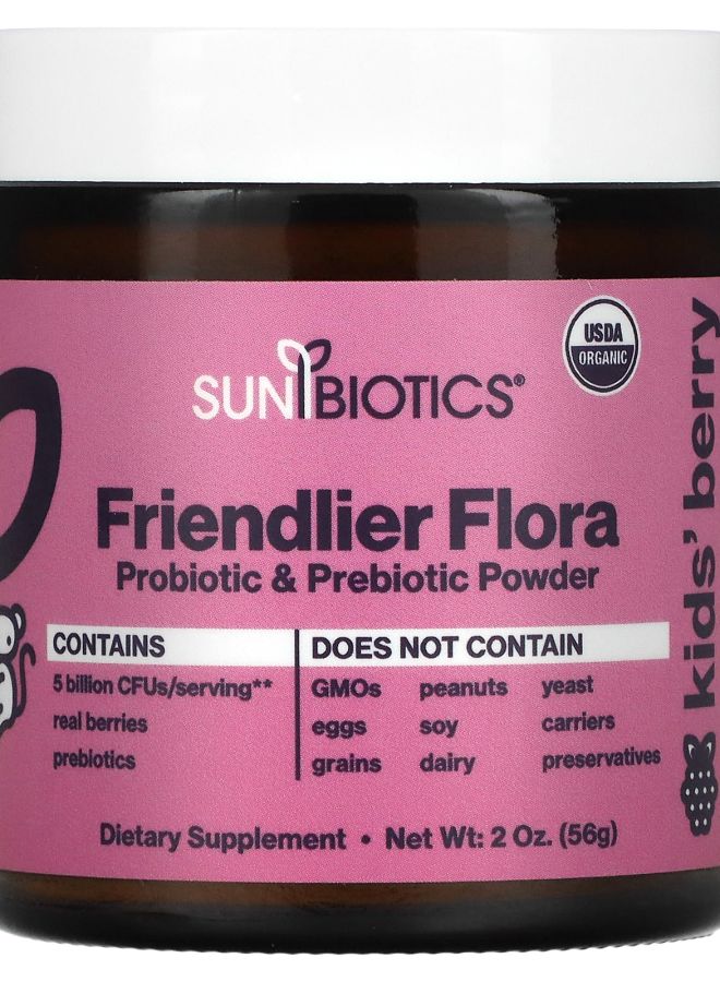 Kids! Friendlier Flora Probiotic & Prebiotic Powder Berry 5 Billion 2 oz (56 g)