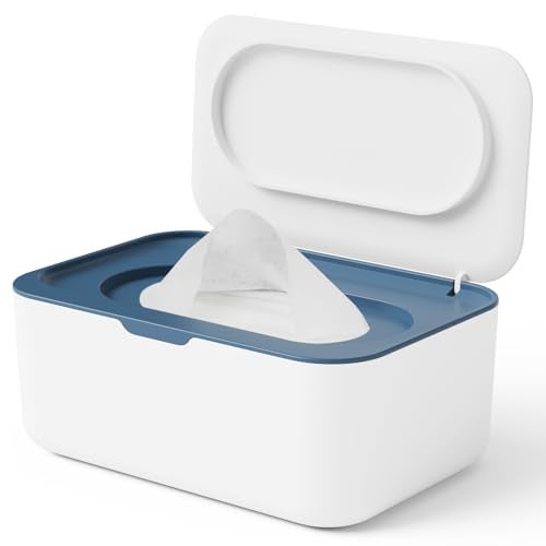 Seposeve Wipes Dispenser, Wipe Holder for Baby & Adult, Seposeve Refillable Wipe Container, Keeps Wipes Fresh, One-Handed Operation. Non-Slip, Easy Open/Close Wipes Pouch Case, Blue - Image 1