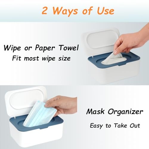 Seposeve Wipes Dispenser, Wipe Holder for Baby & Adult, Seposeve Refillable Wipe Container, Keeps Wipes Fresh, One-Handed Operation. Non-Slip, Easy Open/Close Wipes Pouch Case, Blue - Image 5
