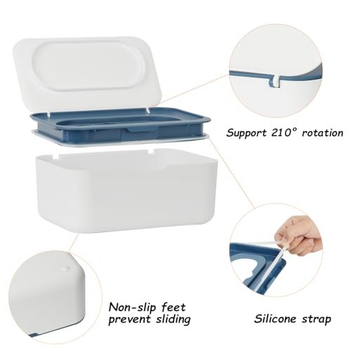 Seposeve Wipes Dispenser, Wipe Holder for Baby & Adult, Seposeve Refillable Wipe Container, Keeps Wipes Fresh, One-Handed Operation. Non-Slip, Easy Open/Close Wipes Pouch Case, Blue - Image 3