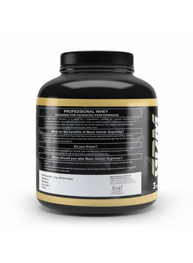 جي دي أم مكمل غذائي رياضي Mass Gainer Supreme غني بالبروتين | بنكهة الأناناس | 3 كجم (30 وجبة) - Image 3