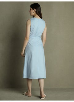 Dennis Lingo Light Blue Slim Fit Dress for Women - 100% Cotton  - Image 2