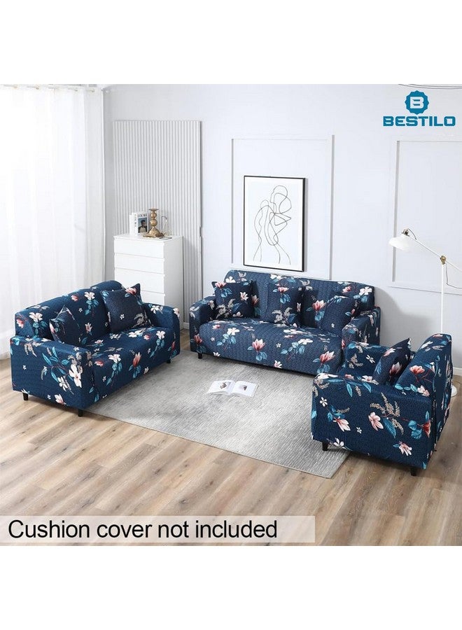 B BESTILO Sofa Cover 3 Seater and 2 Seater Fully Covered Universal 5 Seater Sofa Cover Non-Slip Sticky Elastic Stretchable Sofa Set Slipcover Protector for (Blue Lotus, Five Seater (3+1+1)) - Image 3