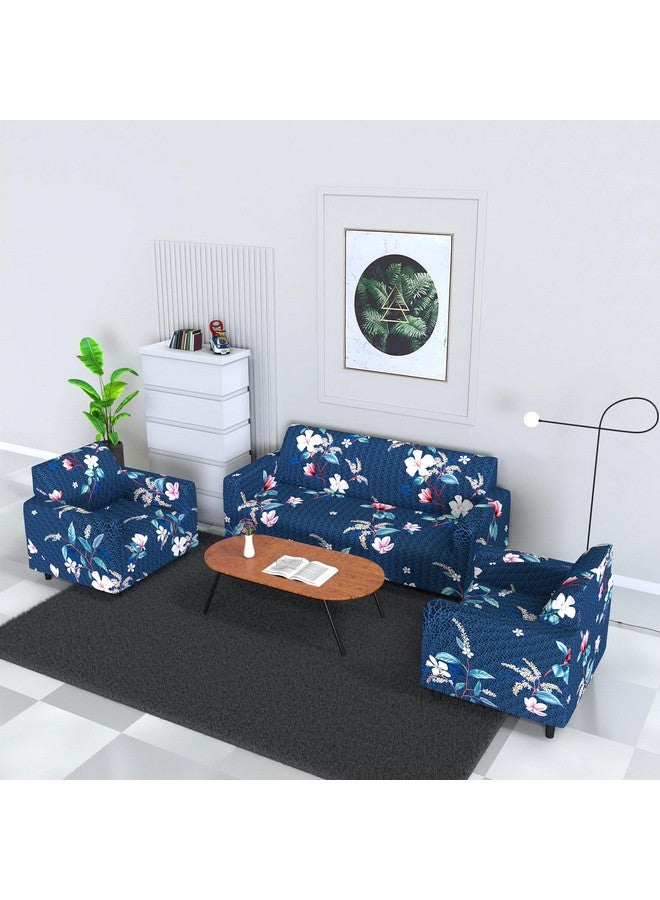 B BESTILO Sofa Cover 3 Seater and 2 Seater Fully Covered Universal 5 Seater Sofa Cover Non-Slip Sticky Elastic Stretchable Sofa Set Slipcover Protector for (Blue Lotus, Five Seater (3+1+1)) - Image 1