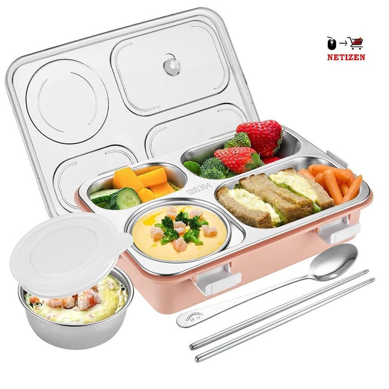 NETIZEN Stainless Steel Insulated Leak Proof Compartment Lunch BoxTiffin BoxSchool Lunch Box Multicolor 4 Compartment - Image 2
