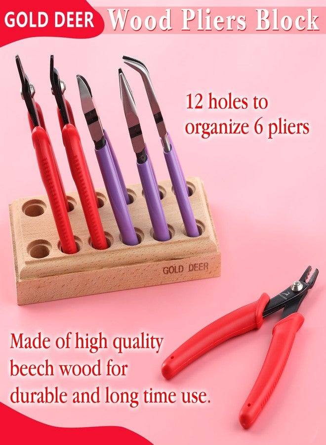 GOLD DEER Wood Pliers Block with 12 Holes Wooden Plier Organizer Hardwood Plier Racks Pliers Holder Pliers Storage Rack Jewelry Tool Organizer Jewelry Making Organizers and Storage - Image 2