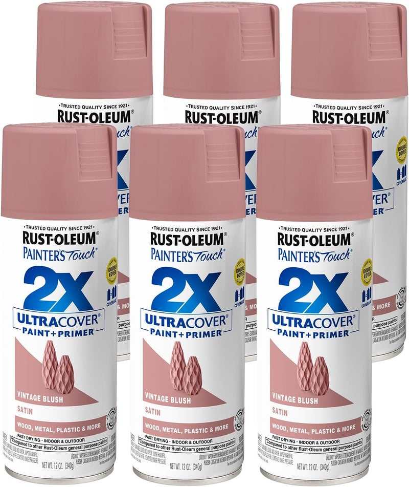 Rust-Oleum 299887-6 PK Painter's Touch 2X Ultra Cover, 6 Pack, Satin Vintage Blush - Image 1