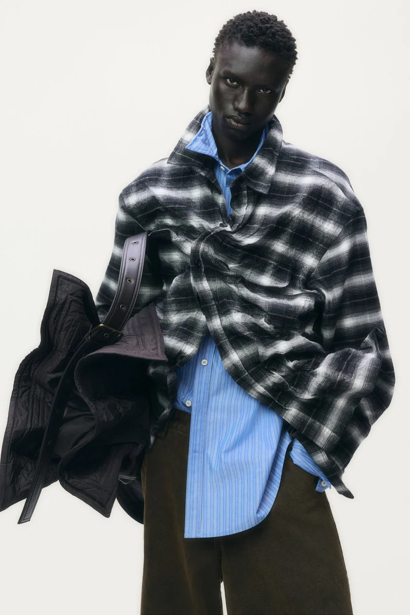 H&M  Foiled flannel overshirt for Men | Best Price UAE