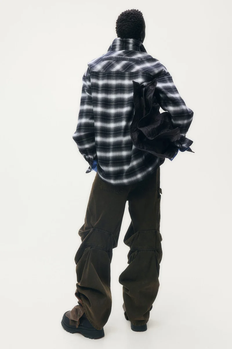 H&M  Foiled flannel overshirt for Men | Best Price UAE