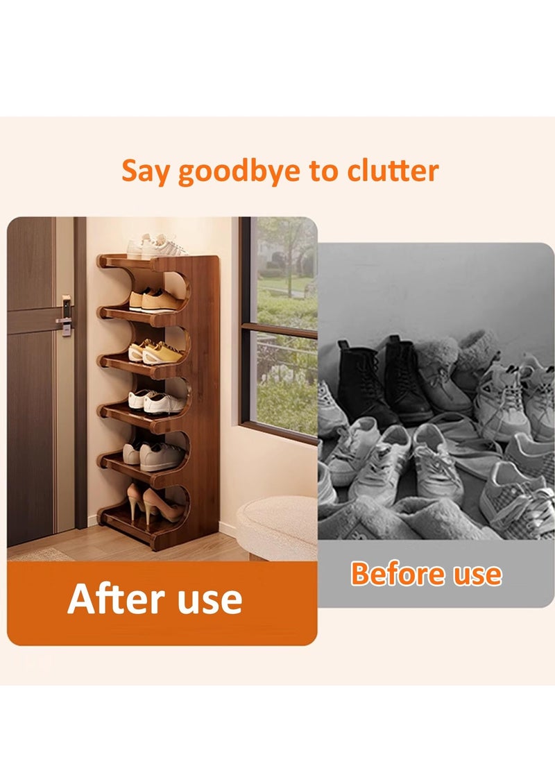 XiuWoo 6-Tier 70cm Modern Space Saving Multifunction Shoe Rack Organizer , Space Saving, Easy to Assemble, Floor Mounting, for Dormitories, Apartments, Entrance Areas, Closet, Home Storage, Utility Racks - Image 5