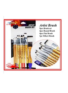 Keep Smiling Keep smiling high quality Artist brush 9pcs white nylon brush set - No:A6900  - Image 1