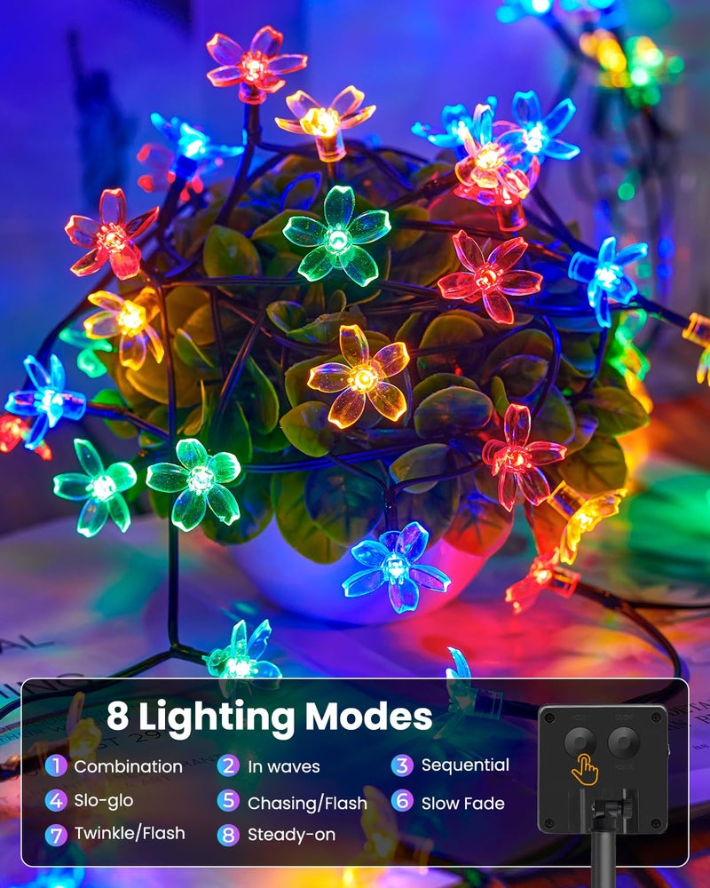 Brightown 60 LED Flower Solar String Lights Outdoor Waterproof Fairy Lights for Garden Yard Fence Patio Christmas Tree Wedding Party Decor, Multicolor - Image 4