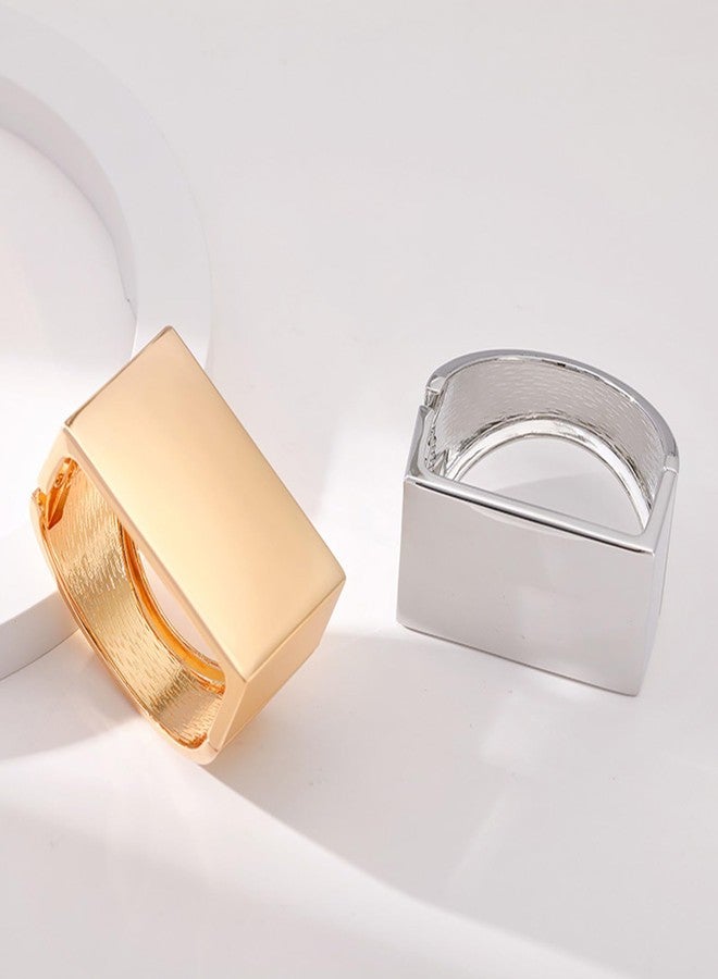 أساور YBMYCM عريضة مطلية بالذهب للنساء، أساور مفتوحة مرصعة بأحجار الراين اللامعة، أساور معصم للنساء كهدية - Image 5