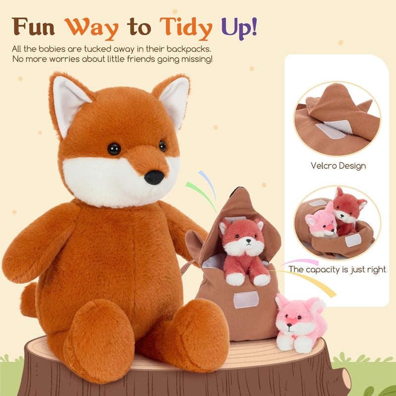 MorisMos Fox Cuddly Toy XXL with Baby Shoulder Bag, Children's Girls Gift - Image 3