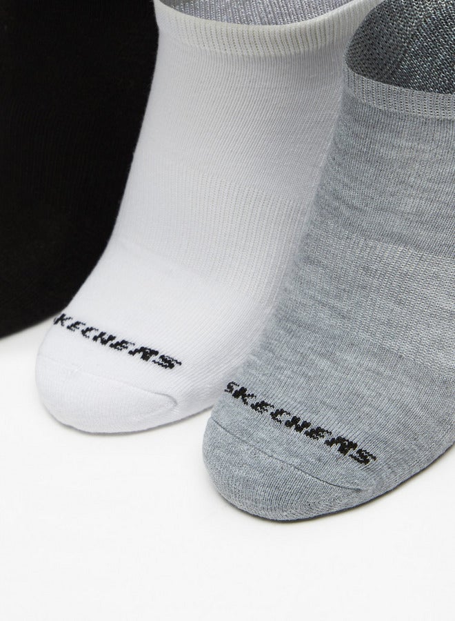SKECHERS جوارب بطول الكاحل بطباعة الشعار - مجموعة من 3 - Image 2