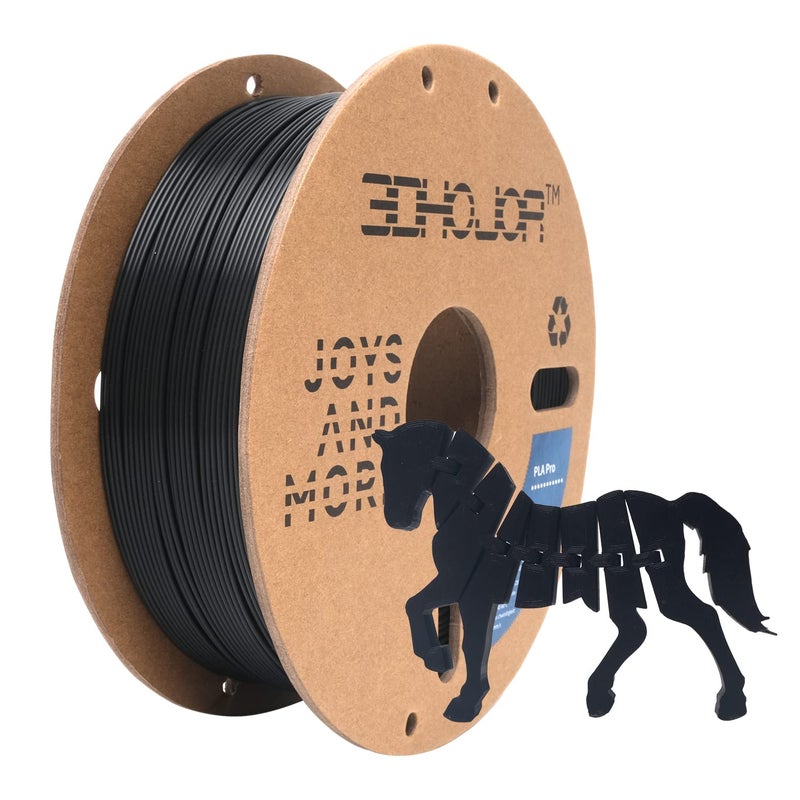 3DHoJor PLA Pro Filament 1.75mm (PLA+ Filament), 1kg 3D Printer PLA Filament, 3D Printing Filament, Cardboard Spool, Dimensional Accuracy +/- 0.03 mm, Fit Most FDM 3D Printer-Black - Image 1