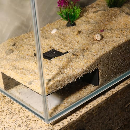 LingoFoto Aquarium Undergravel Fish Tunne Hide Cave Corner Tank Decorations Under Gravel Viewing Tunnel Fish Cave for Aquarium Hideout (Black,Style 8) - Image 5