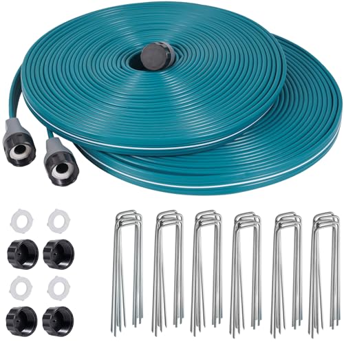 LINEX Sprinkler Soaker Hose 50 ft 2 pack for Garden Lawn Watering Hose with Hose Stakes - Image 1