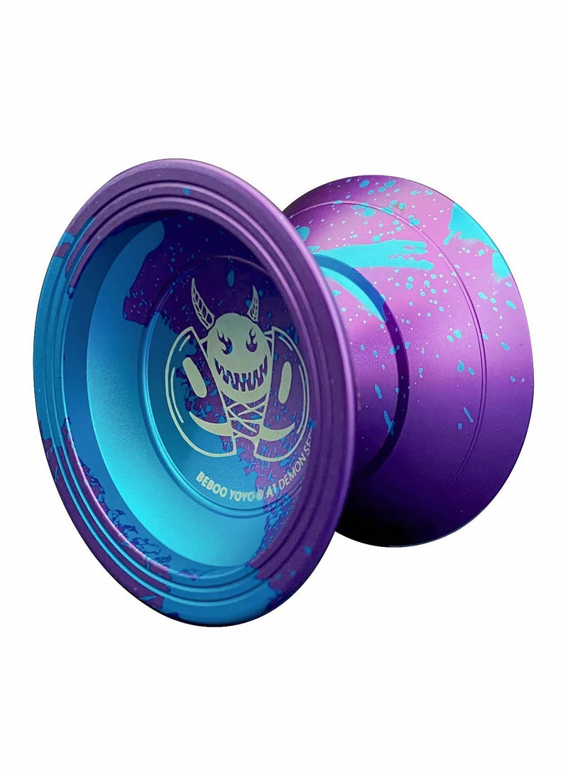 Captaintech Yoyo, Professional Metal High Precision Ball Bearing for Children Adult Beginners, Comes with Gloves, Stickers, 3 Ball Ropes and Storage Box Purple - Image 1