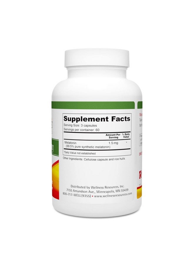 ويلنيس ريسورسز Wellness Resources Melatonin 0.5 mg (500 mcg) - 180 كبسولة نباتية (غير معدلة وراثيًا، خالية من الجلوتين، نباتية) - Image 1