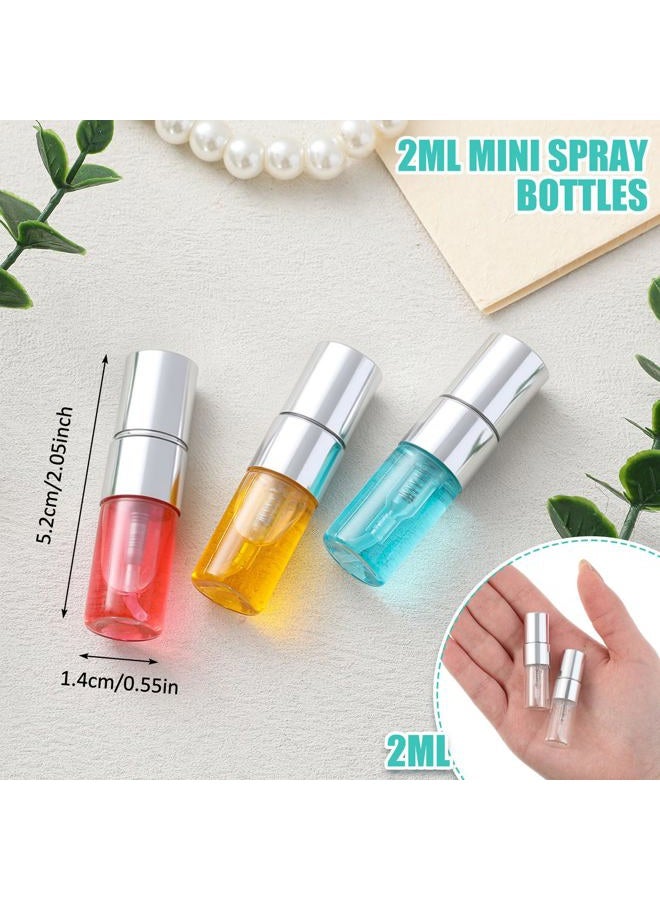 Zhehao 50 Pcs Mini Spray Bottles 2 ml Clear Glass Perfume Bottles Refillable Fine Mist Perfume Atomizer Portable Empty Sample Containers for Cleaning, Essential Oils, Travel (Silver Cap) - Image 2