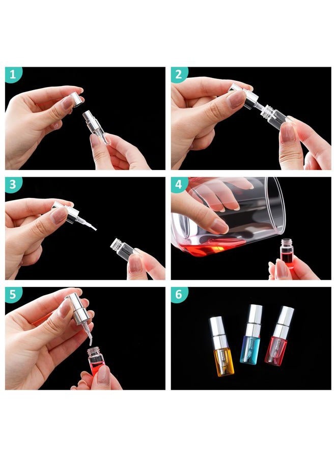 Zhehao 50 Pcs Mini Spray Bottles 2 ml Clear Glass Perfume Bottles Refillable Fine Mist Perfume Atomizer Portable Empty Sample Containers for Cleaning, Essential Oils, Travel (Silver Cap) - Image 5