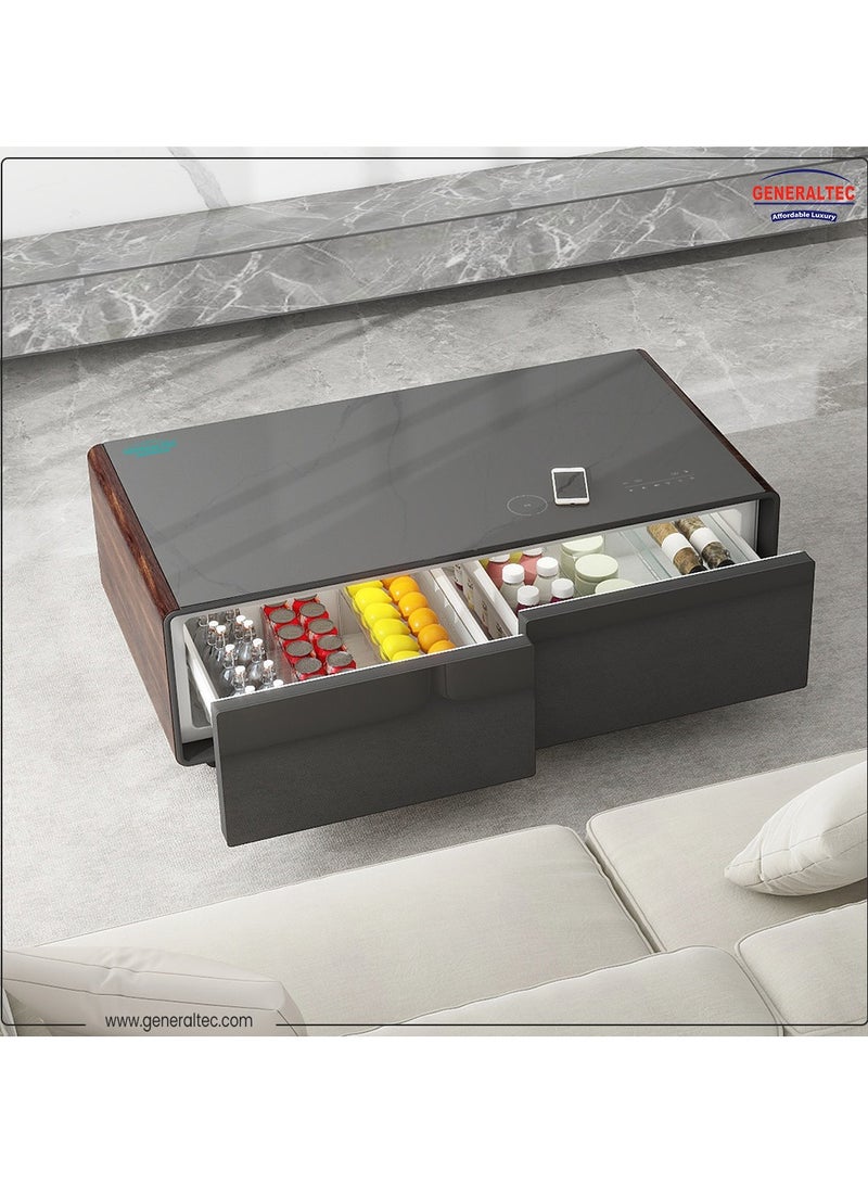 Generaltec Smart Refrigerator and Digital Music Table, Bluetooth/USB Speaker, Tempered Glass, Touch Control, Dual USB Charging, 135L (65L+70L) Capacity, Wireless Mobile Charging 15W, Electric Ports, with RGB lights - Image 3