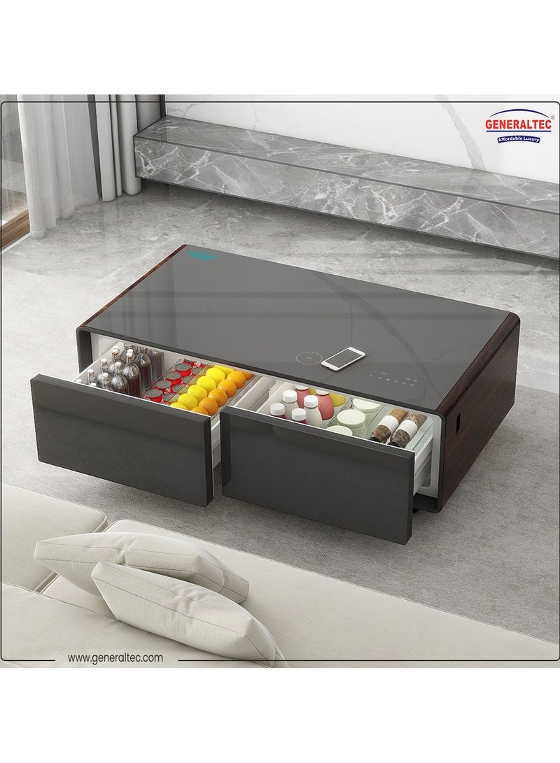 Generaltec Smart Refrigerator and Digital Music Table, Bluetooth/USB Speaker, Tempered Glass, Touch Control, Dual USB Charging, 135L (65L+70L) Capacity, Wireless Mobile Charging 15W, Electric Ports, with RGB lights - Image 4